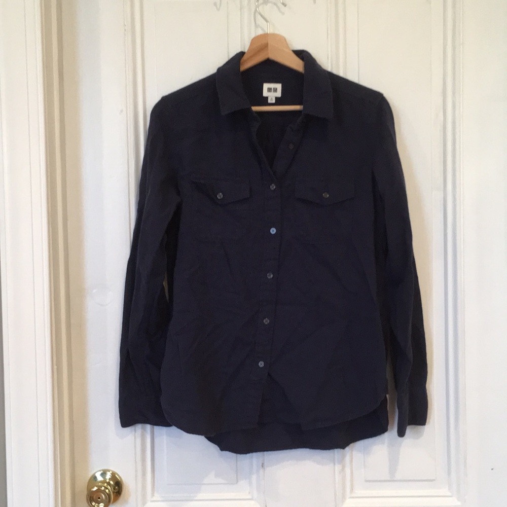 Navy button-down